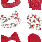 Hudson Baby baby-girls Cotton Headband and Scratch Mitten Set