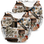 Floral patterned diaper with a white background