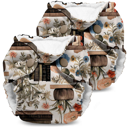 Floral patterned diaper with a white background