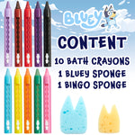 Bluey Bath Crayons for Kids Toddlers, Water Colouring Set Bath Toys Washable Non Toxic Easy Grip, Kids Gifts