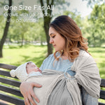 Ring Sling Baby Carrier - USA Lab Tested, 100% Natural Cotton Muslin, Breathable & Ergonomic Ring Sling Beige Grey