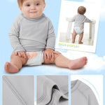 Feyoyi Baby Todder Rash Guard Shirts SPF Long Sleeve Swim Shirts Sun Protection Rashguard Swimwear for Baby Boys Girls Light Grey,6-12 Months