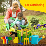 Kids Gardening Tools Set Includes Toddler Gardening Gloves, Sturdy Tote Bag, Watering Can, Shovel, Rake, Trowel, Children Apron, Garden Notebook - Easter Gifts for Toddler