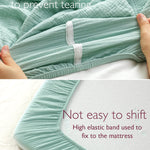 Momcozy Muslin Mini Crib Sheets Fitted - 38''x26'' Pack and Play Sheets for Pack N Play Mattress, 2 Pack Soft & Breathable Natural Cotton Non Slip Bed Cover for Boys, Girls, Grey Green