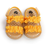 WaiHeikki Baby Girls Summer Sandals Cute Anti-Slip Soft Sole Ruffle Flat Shoes Toddler First Walker (Yellow, 0_months-6_months)