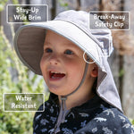 JAN & JUL Boys' Quick Dry Sun-Hat with Neck Flap for Swimming, Beach Hat for Toddlers and Kids (Manta Ray, L: 2-5 Years)