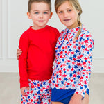 RUGGEDBUTTS® Baby/Toddler Boys Long Sleeve Rash Guard Swim Shirt w/UPF 50+ - Vintage Red, 5