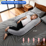 Pregnancy Pillows for Sleeping, U Shaped Full Body Maternity Pillow with Removable Velvet Cover - Support for Back, Legs, Belly, HIPS for Pregnant Women, 57 Inch Pregnancy Pillow for Women, Grey
