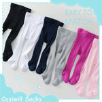 Coziwill Baby Toddler Socks Tights Soft Cotton Cable Knit Girl Tights Leggings 1-2T 3 Pack (Black+Grey+White, M)