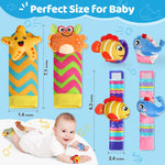 URMYWO Wrist Rattles for Baby - Rattle Socks - Foot Finder Set - Baby Toys for 0-12 Months Infant - Newborn Essentials - Early Learning Sensery Toys for Boys and Girls as Shower Gifts Valentines Gifts