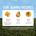 Happy Baby Organics Stage 2 Baby Food Pouches, Gluten Free, Vegan & Healthy Snack, Clearly Crafted Fruit Puree, Squash, Pears & Apricots, 4 Ounces (Pack of 16)