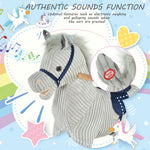 Qaba Kids Rocking Horse for Toddler 3-5, Plush Ride on Horse Wooden Rocker with Realistic Sounds, Gray