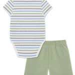 Little Me Clothes for Baby Boys' Whales Short Set, Reseda Green, 3 Months