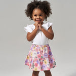 Toddler Girls' Knit Skort (Skirt with Built-in Shorts) 2-Pack, Pink Floral, 18 Months