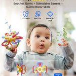 Baby Montessori Sensory Teething Toy – Safe, Multi-Functional BPA-Free Silicone Teether Toy for Babies 0-12 Months – Vibrant Rattle for Teething Relief & Fun Play – Perfect Baby Toys for Boys & Girls
