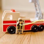 Melissa & Doug Wooden Fire Truck with 3 Firefighter Play Figures