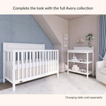 Dream On Me Avery 5-in-1 Convertible Full-Size Baby Crib in White, Converts to Toddler Bed, Daybed & Full-Size Bed, 3 Adjustable Mattress Heights, Greenguard Gold & BSA Certified