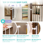 Regalo Safety 29-43" Top of Stairs Baby Gate, Extra Wide Baby Gate, Extra Wide Hardware Mounted Stair Gate with Banister & Wall Mount Kit, Walk-Through Safety Gate with Door for Toddlers & Pets
