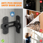 4 Packs 90 Degree Flip Barn Door Lock Latches, Matte Black Stainless Steel Gate Latch Security Door Latch for Barn Door, Pet Door, Bathroom, Cabinet Closet, Window, Sliding Door Lock