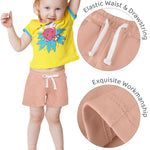 Resinta 4 Pack Baby and Toddler Girls' Cotton Shorts Knit Shorts Solid Bike Short with Pocket and Drawstring