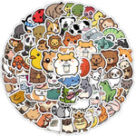 100 PCS Water Bottle Stickers for Kids, Cute Vinyl Aesthetic Waterproof Stickers for Laptop, Bumper, Skateboard, Water Bottles, Computer, Phone, Cartoon Anime Stickers (Cute Animals)