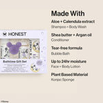 The Honest Company Calm Lavender Bathtime Gift Set + Disney Design | Hypoallergenic Bath for Sensitive Skin | Shampoo + Body Wash, Face + Body Lotion, Bubble Bath, Conditioner, Sponge