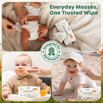 Naty Baby Wipes XXL | 98% Water, Hypoallergenic & Natural for Sensitive Skin | Unscented, Plant-Based, Fragrance-Free | Plastic-Free & Compostable | Newborn & Toddler Wipes | 600 Count (12 Packs)