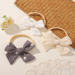 doboi 10PCS Baby Girls Headbands Hair Bows Nylon Linen Hairbands Handmade Hair Accessories for Newborn Infant Toddlers Little Girl and Kids 3.5Inches