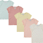Cudlie 5-Pack Toddler/Baby Girl Short Sleeve Tops - Premium Quality Shirt Tops for Lightweight Comfort and Style.