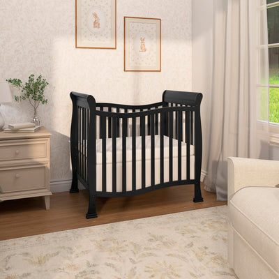 Dream On Me Violet 4-In-1 Convertible Mini Crib In Black, Greenguard Gold Certified, JPMA Certified, 3 Position Mattress Height Settings, Non-Toxic Finish