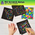 PURPLE LADYBUG 150 Rainbow Scratch Art Mini Notes - Arts and Crafts Supplies, Fun & Colorful Scratch Paper for Kids & Teens Gift, Activities for Summer, Wedding, Birthday Party, Travel, Camping