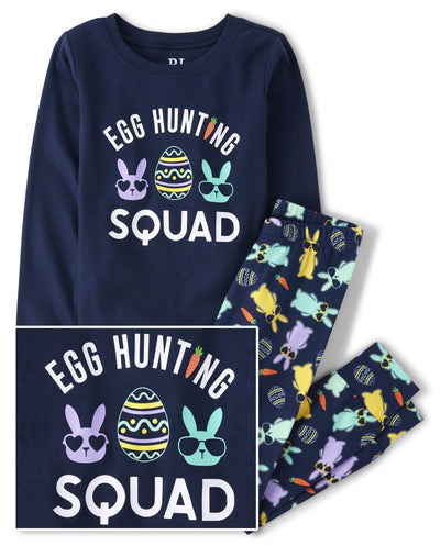 The Children's Place Unisex Baby Family Matching Easter Snug Fit Cotton Pajamas, Navy Egg Hunting Squad, 6