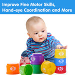 Wanonoo Stacking Cups Baby Toy Set, Nesting Stacking Toys for Toddlers 1-3 Montessori Toys for 1 Year Old Babies 6-12-18 Month Stackable Number Blocks Infant Sensory Bath Easter Basket Stuffers Gifts