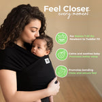 ELDOMA Black Baby Wrap Carrier - Lightweight, Breathable Baby Sling, Hands Free Baby Carrier Sling, Baby Carriers from Newborn to Toddler, (7-35 lbs / 3-15kg)