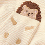 Gymboree,Unisex Kids,and Newborn Overall 2 Piece Pant Set,Vanilla Baby Hedgehog,6 Months,9 Months