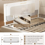 Bed Rail for Toddlers, Thickened & Reinforced Toddler Bed Rails with Double Child Lock, Upgraded Kids Baby Bed Rail Guard/Bed Side Rails for Queen, King Size,White/Grey, 1Side, 78.7" Lx28 H