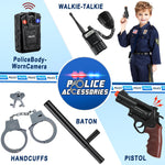 Joycover Police Officer Costume for Kids - Deluxe Police Costume for Kids with Accessories, Kids Halloween Costumes for Boys Girls, Cop Costume Role Play Kit for Halloween Career Day-L…