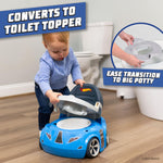 Hot Wheels Blue Race Car Potty Training Toilet, Race Car Potty Seat Includes Detachable Toddler Toilet Seat and Kids Potty, Ages 12 Months and Up