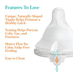 Evenflo Feeding Premium Proflo Venting Balance Plus Wide Neck Baby, Newborn and Infant Bottles - Helps Reduce Colic - 9 Ounce (Pack of 6)