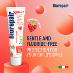 BIOREPAIR Kids- Kids and Baby Toothpaste with Hydroxyapatite, Gentle Cleansing & Enamel Protection, Strawberry Fluoride Free Toothpaste, Moisturizing Action on Gums, 0-6 Years, 2.12 Oz, Made in Italy