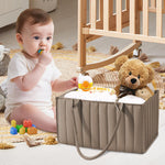 SWEET DOLPHIN 2-Pack Quilted Diaper Caddy Organizer – Premium Puffer Style Nursery Storage Bins – Water-Resistant & Wipeable Changing Table Organizer – Trendy Tote for Home & Car Travel - Mocha Brown