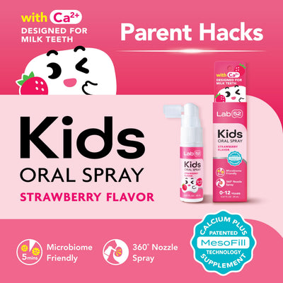LAB52 Kids Oral Spray, Toothpaste Helper Fluoride Free, Xylitol Strawberry