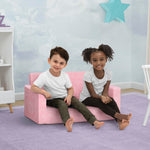 Delta Children - Serta Perfect Sleeper Kids 2-Seater Sofa, Convertible 2-in-1 Flip Open Toddler Couch Sleeper, Foam Chair for Playroom & Bedroom, Bed Lounger, Comfy Play Sleeping Lounge Chair, Pink