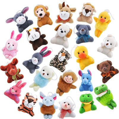 JOYIN 24 Pack Mini Animal Plush Toy Assortment, Animals Keychain Decoration for Kids, Small Stuffed Animal Bulk for Kids, Carnival Prizes, School Gifts, Halloween Goodie Bags