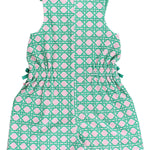 RuffleButts Girls Terry Cover-Up Romper - Pink Coastal Cane, 2T
