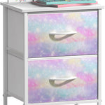 Sorbus Nightstand with 2 Drawers - Kids Bedside Furniture End Table Night Stand - Steel Frame, Wood Top & Easy Pull Fabric Bins - Dresser & Chest for Home, Bedroom Accessories, Office & College Dorm