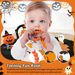 Baby Halloween Teething Toys, Soft Pumpkin & Ghost Textured Silicone Teether for 3-6 6-12 Months, BPA-Free Baby Halloween Teether Toys, Boo Basket Stuffers Sensory Gifts for Infant Boys & Girls