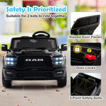 Costzon 2 Seater 24V Ride on Toy for Big Kids, Licensed 2025 Ram 2500 Rebel Electric Vehicles, Ride on Car Pickup Truck w/Remote, Storage, 2 x 100W Motors, Lights, Music & 4-Wheel Suspension (Black)