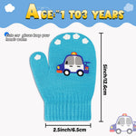 3 Pairs Kids Knitted Mittens Toddler Winter Gloves Boys Full Finger Warm Mittens (3 Pairs-Car)
