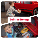 Step2 Turbocharged Twin Size Truck Car Bed, Car Bed for Boys & Girls, Working Headlights & Built-In Storage, Made of Durable Plastic, For Toddlers 3+ Years Old, Vibrant Red